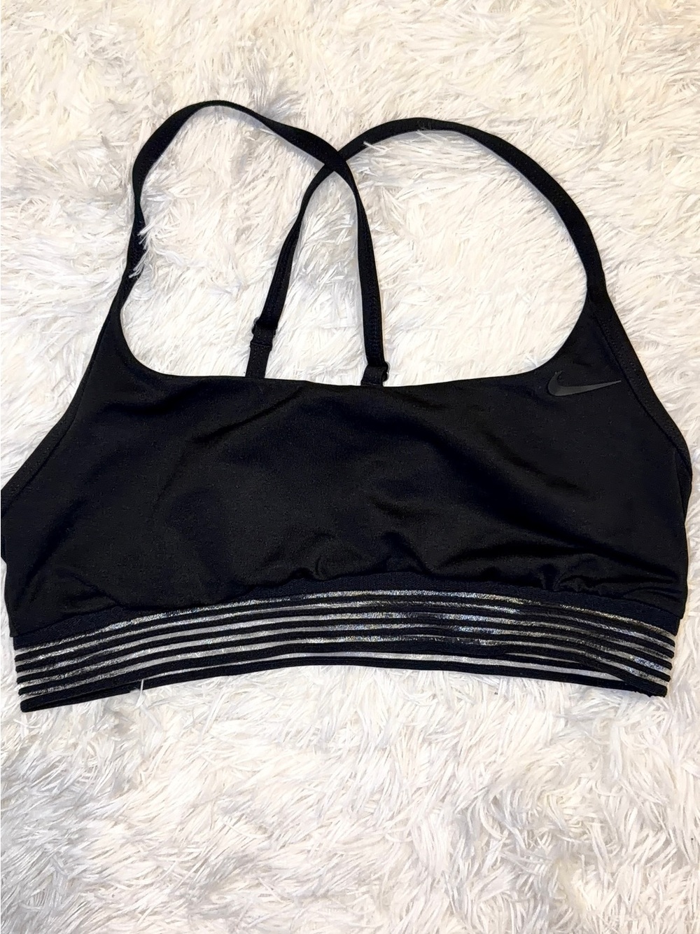 Nike Women's Black Strappy Sports Bra with Reflective Band